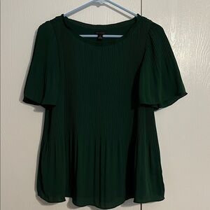 Ann Taylor Forest Green Pleated Top